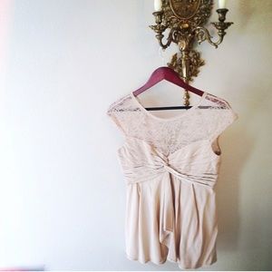 Bcbg silk lace taupe Blouse top